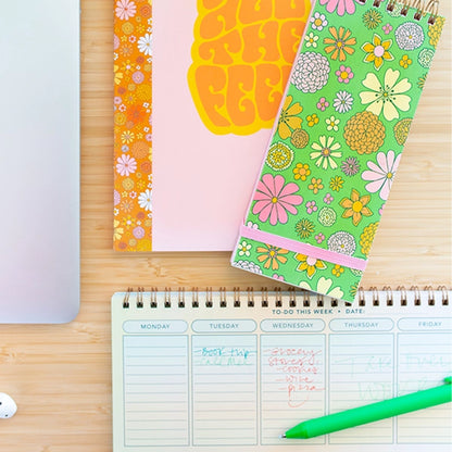 Rainbow Weekly Desk pad - Slim Spiral-Bound Organizer for Colorful Planning