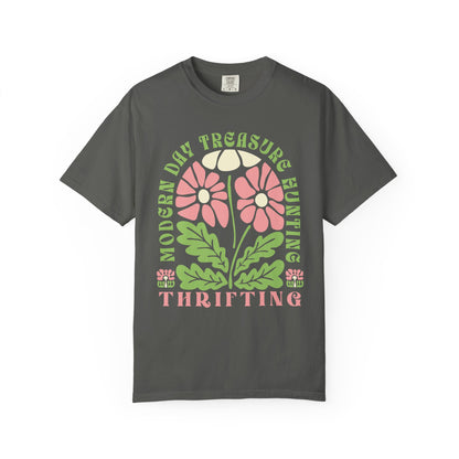 Comfort Colors Thrifting Graphic Tee - Retro Floral Thrift Lover Shirt