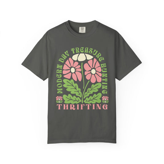 Comfort Colors Thrifting Graphic Tee - Retro Floral Thrift Lover Shirt