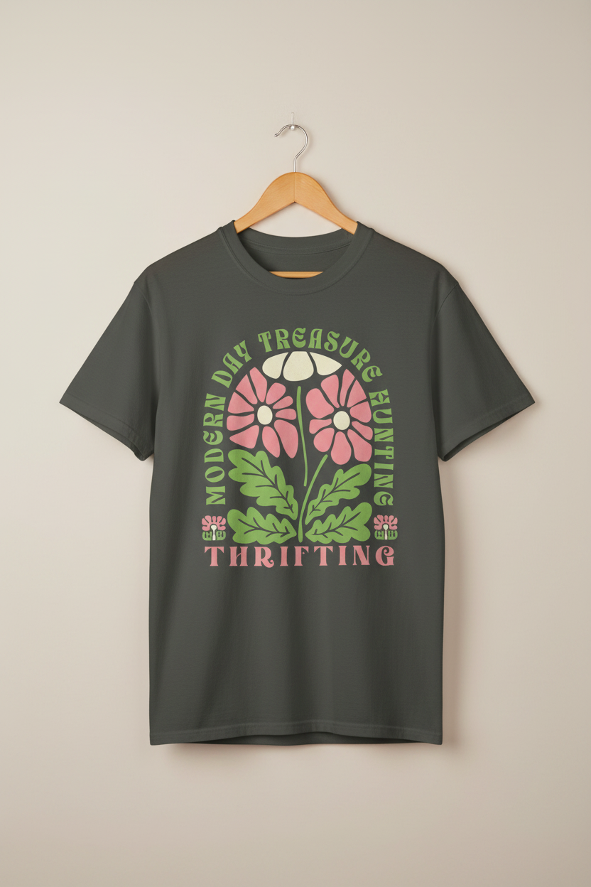 Comfort Colors Thrifting Graphic Tee - Retro Floral Thrift Lover Shirt