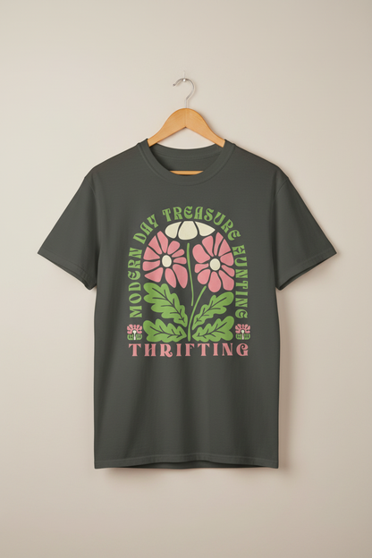 Comfort Colors Thrifting Graphic Tee - Retro Floral Thrift Lover Shirt