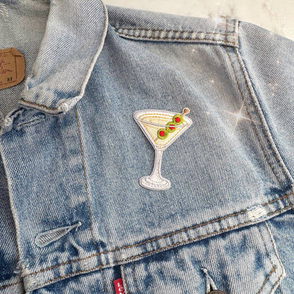 Dirty Martini Iron-On Patch – “It’s Always Tini Time” Embroidered Patch