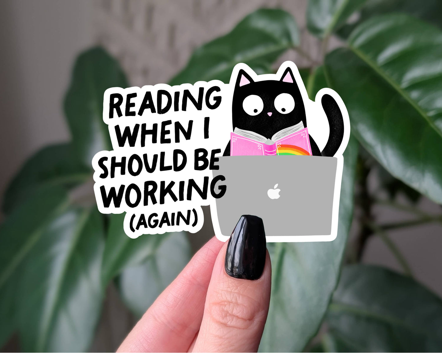 Reading When I Should Be Working Again Vinyl Sticker – Fun Book Lover Office Humor