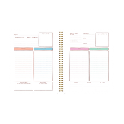 Groovy Goal Getter Undated Planner with Colorful Hand-Drawn Design and Stickers
