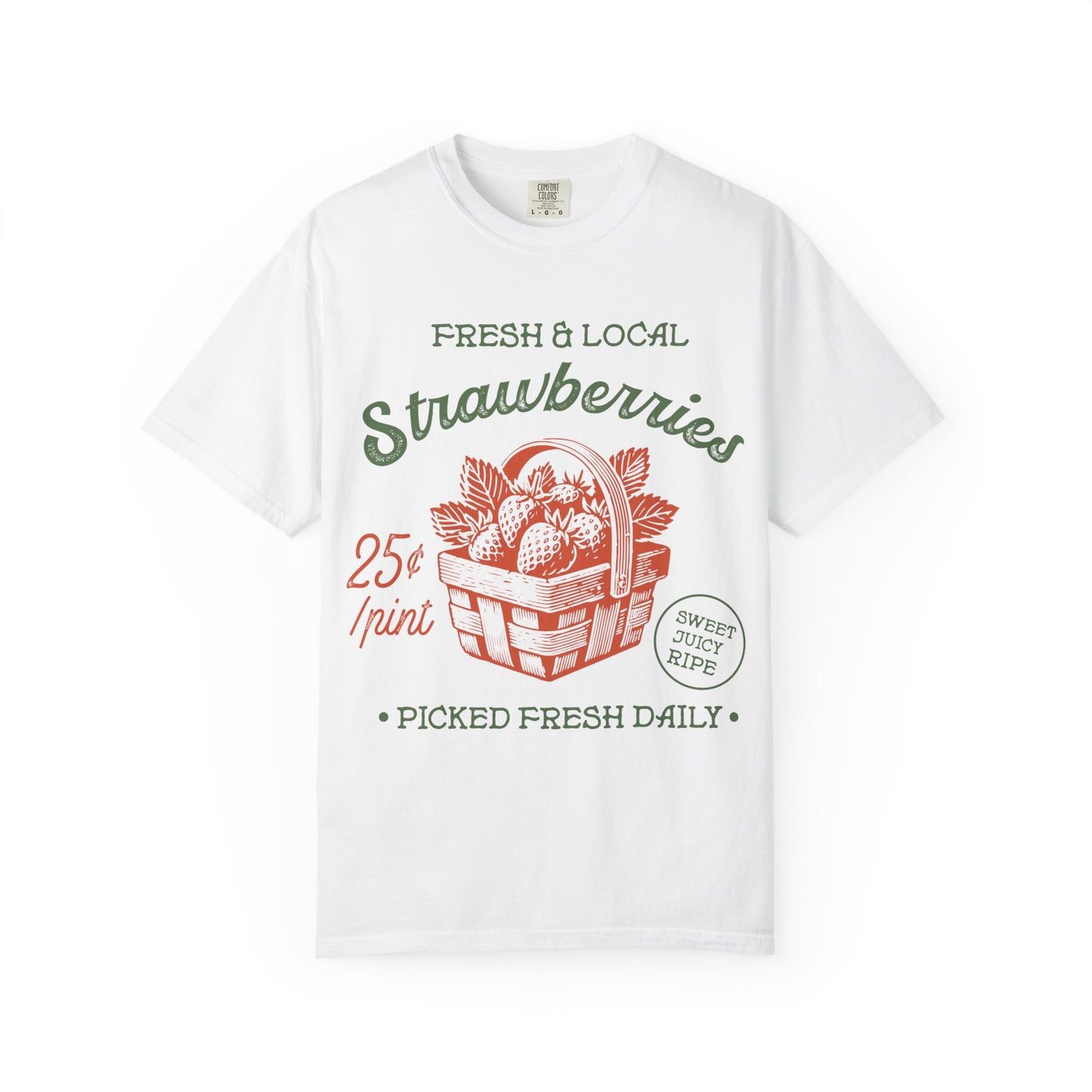 Farmers Market Strawberry Basket Graphic T-Shirt | Vintage Orchard Apparel