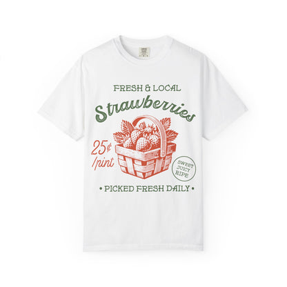 Farmers Market Strawberry Basket Graphic T-Shirt | Vintage Orchard Apparel