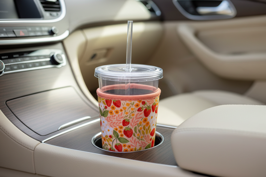 Strawberry Patch Iced Coffee Sleeve – Neoprene Drink Koozie for To-Go Cups