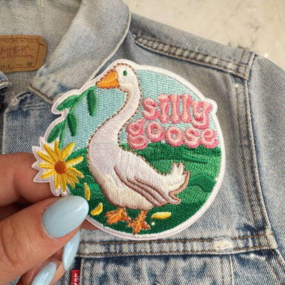 Silly Goose Iron-On Patch – Coquette Pastel Embroidered Patch