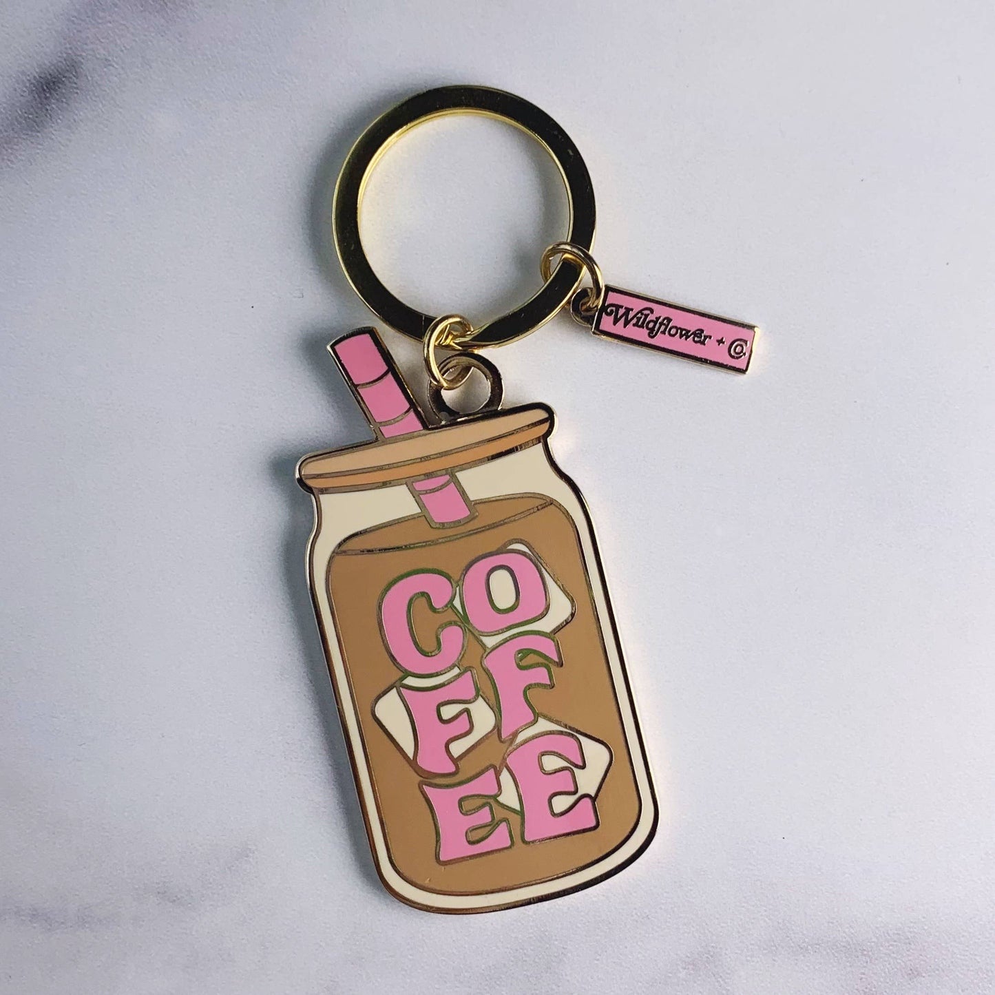 Iced Coffee Enamel Keychain – Cute Coffee Lover Accessory