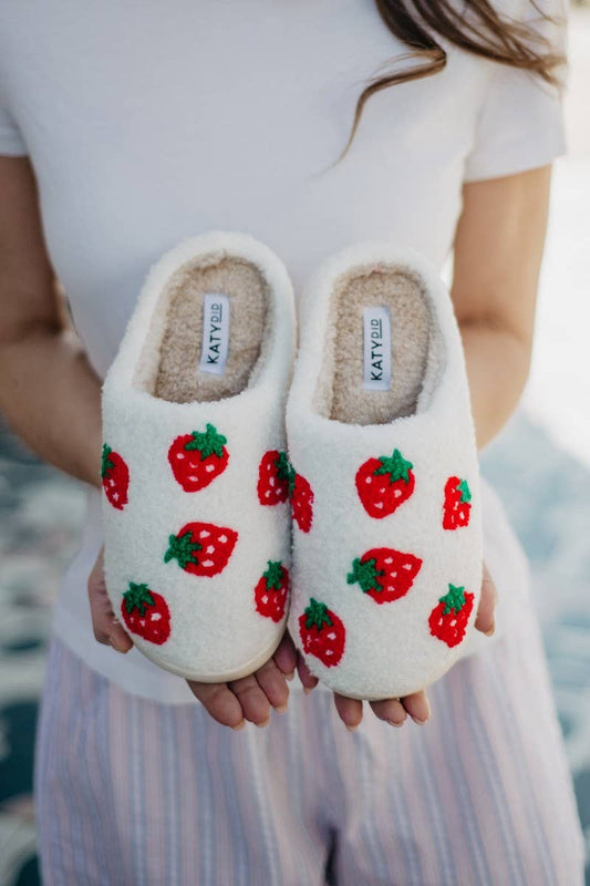 Strawberry Fuzzy Slippers for Women – Cozy, Soft, and Cute Indoor Footwear