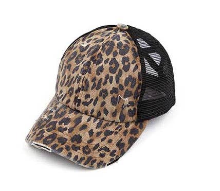 Authentic C.C® Criss-Cross Ponytail Cap - Distressed Mesh Mesh Back Hat
