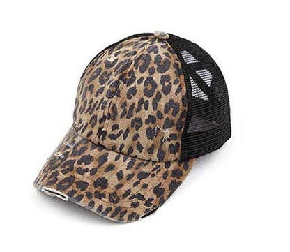 Authentic C.C® Criss-Cross Ponytail Cap - Distressed Mesh Mesh Back Hat
