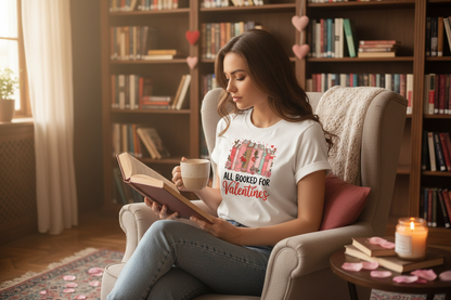 All Booked for Valentine’s Graphic Tee – Book Lover Valentine Shirt