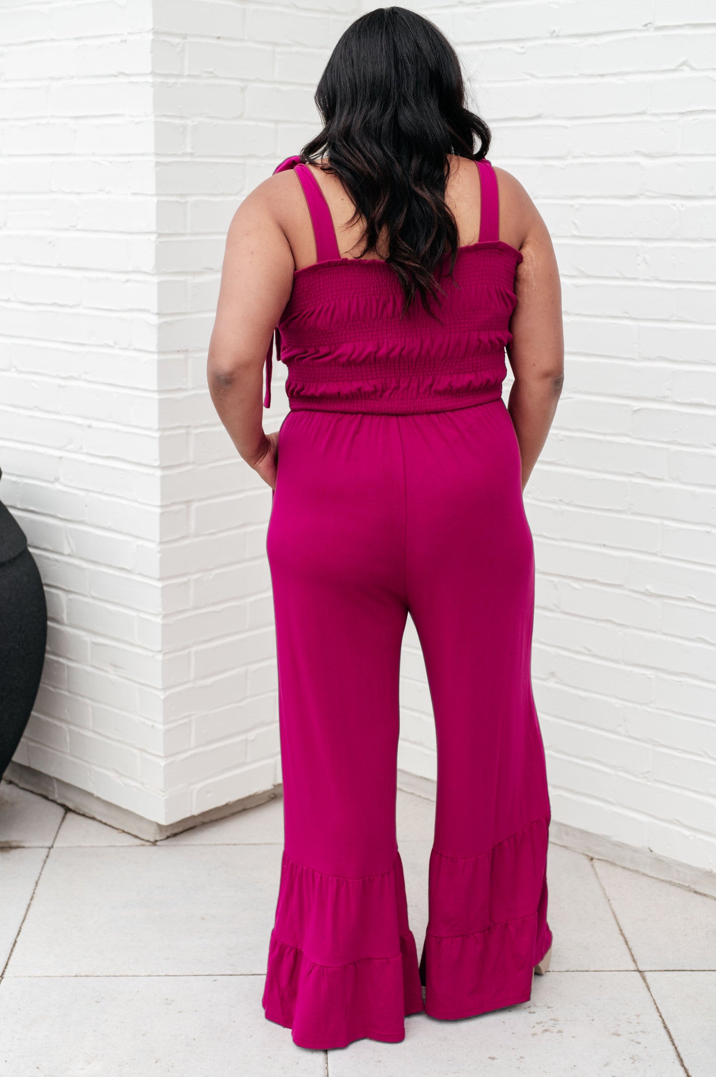 Fuchsia Flared Leg Jumpsuit