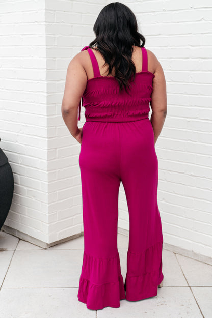 Fuchsia Flared Leg Jumpsuit