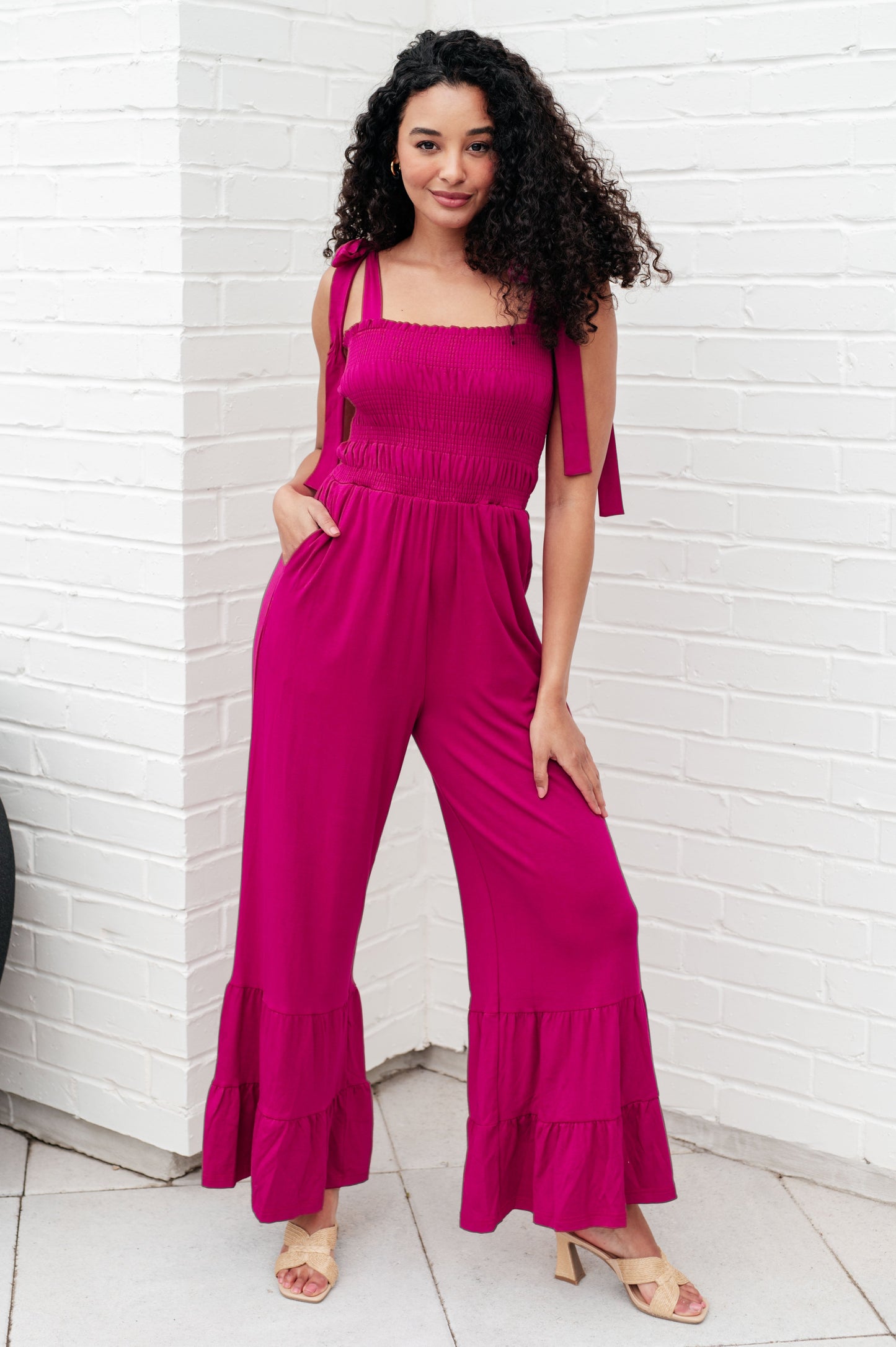 Fuchsia Flared Leg Jumpsuit