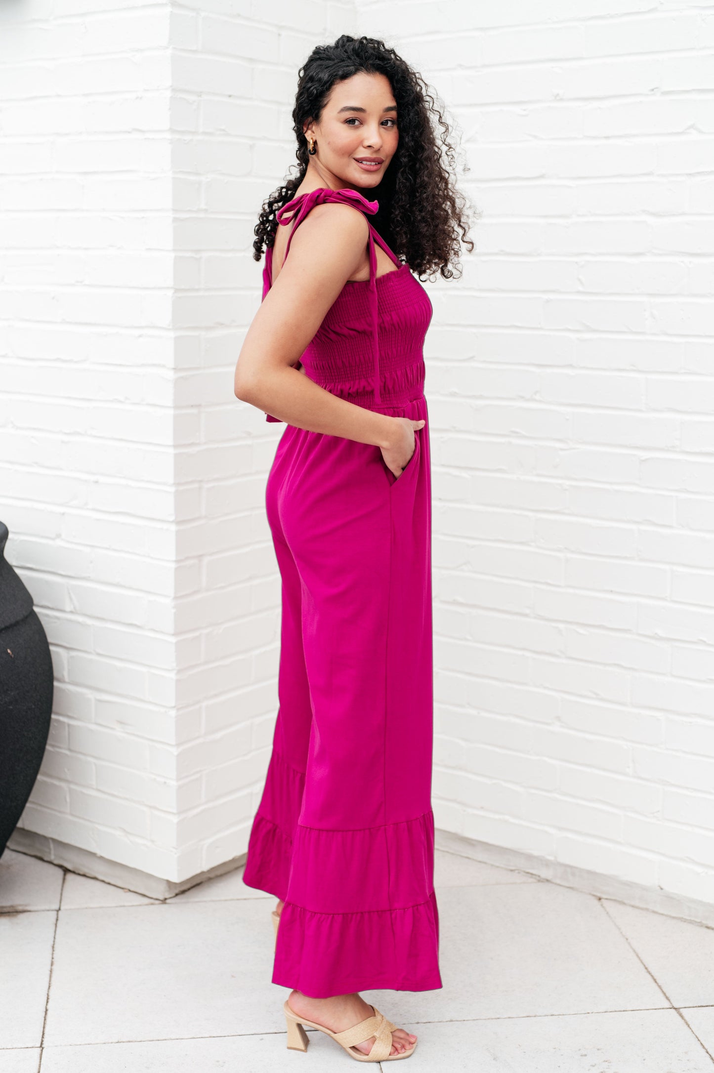 Fuchsia Flared Leg Jumpsuit