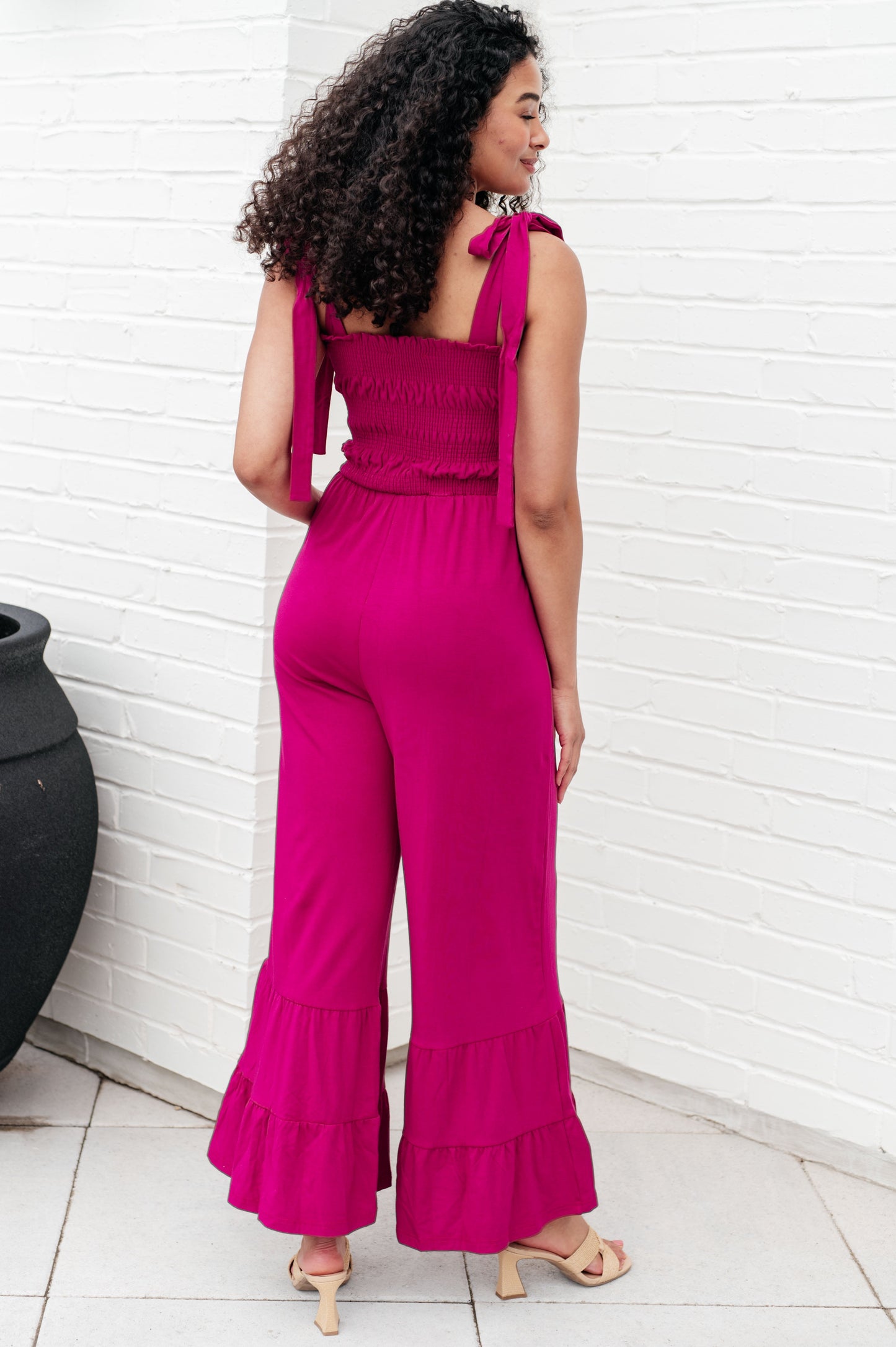 Fuchsia Flared Leg Jumpsuit