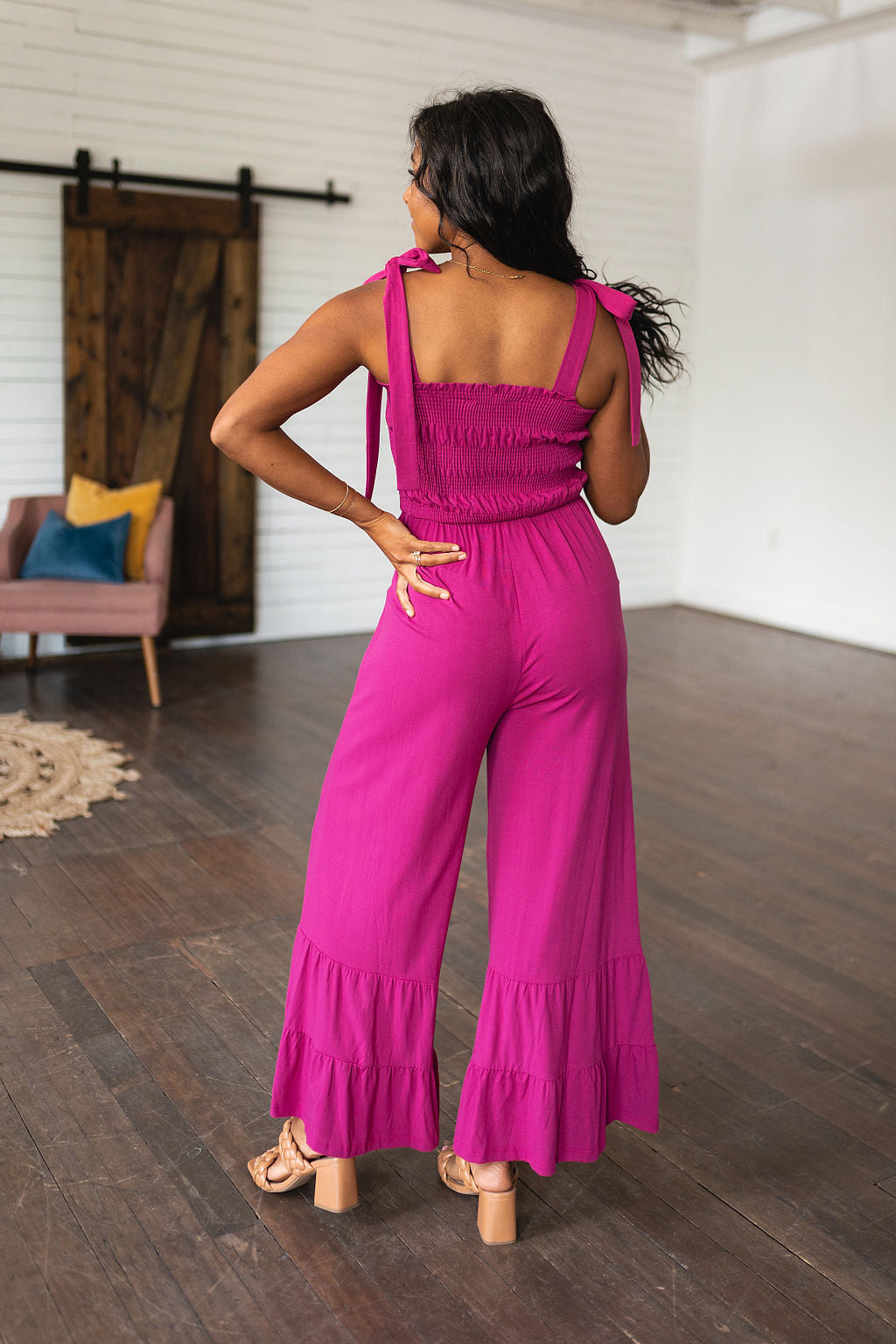 Fuchsia Flared Leg Jumpsuit