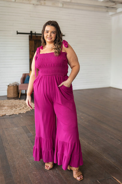 Fuchsia Flared Leg Jumpsuit