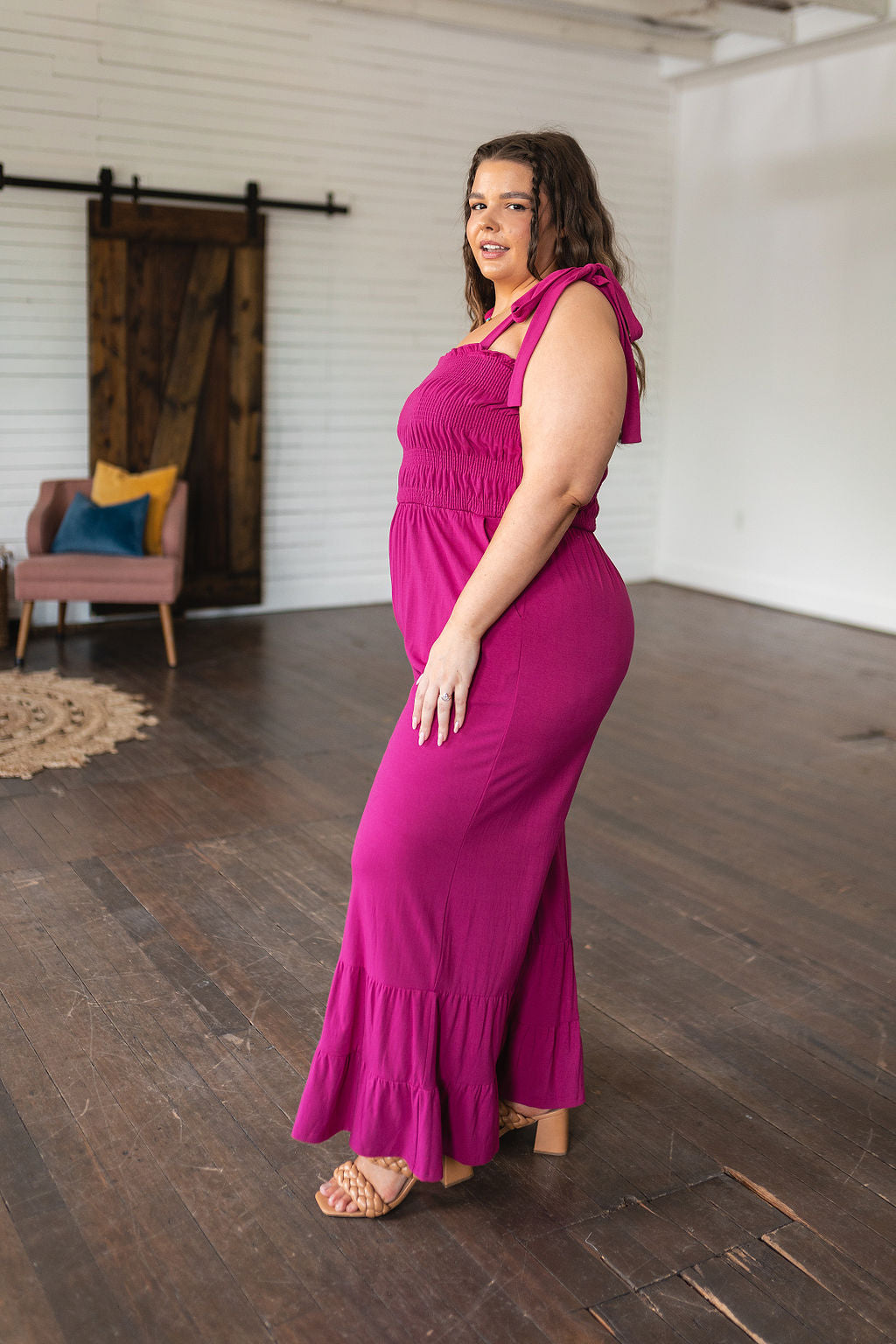 Fuchsia Flared Leg Jumpsuit