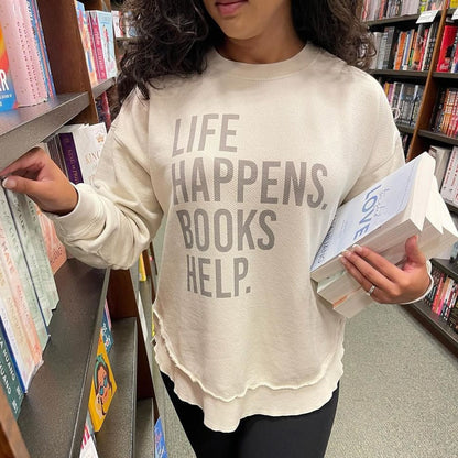 Life Happens Books Help Shirt - Cozy Minimalist Reading Crew