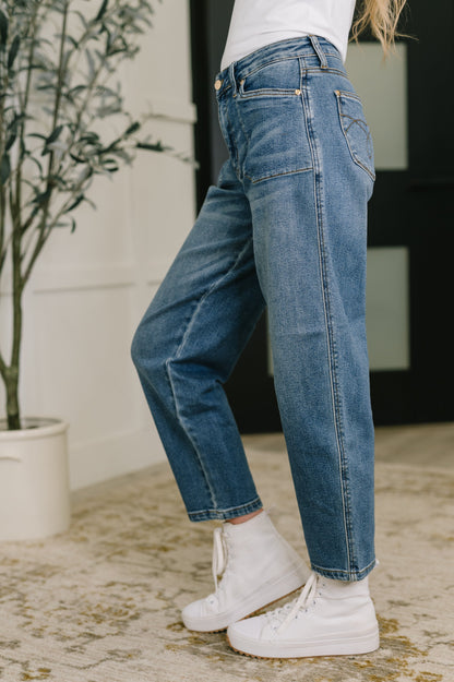 Bella High Waist Barrel Jeans – Soft Stretch Judy Blue with Stitch-Thru Pockets