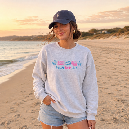 Coastal Bookish Varsity Graphic Sweatshirt | Whimsical Summer Reading Pullover