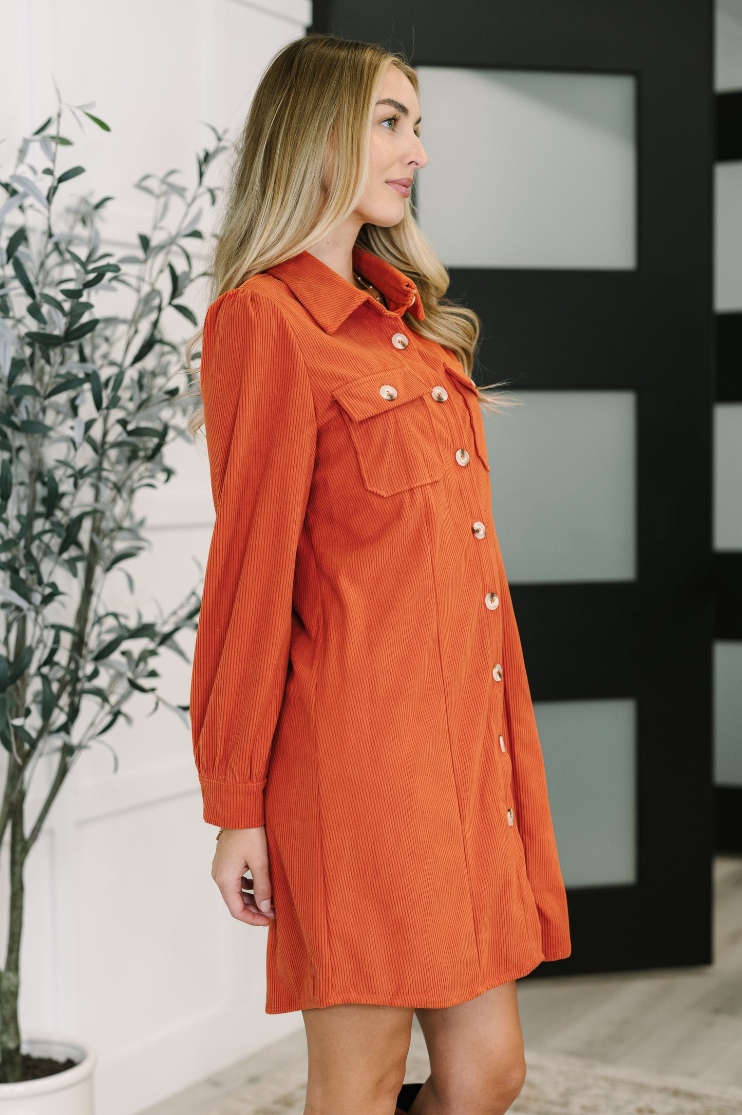 Clever in Corduroy Shirt Dress | Relaxed Button-Down Corduroy Dress