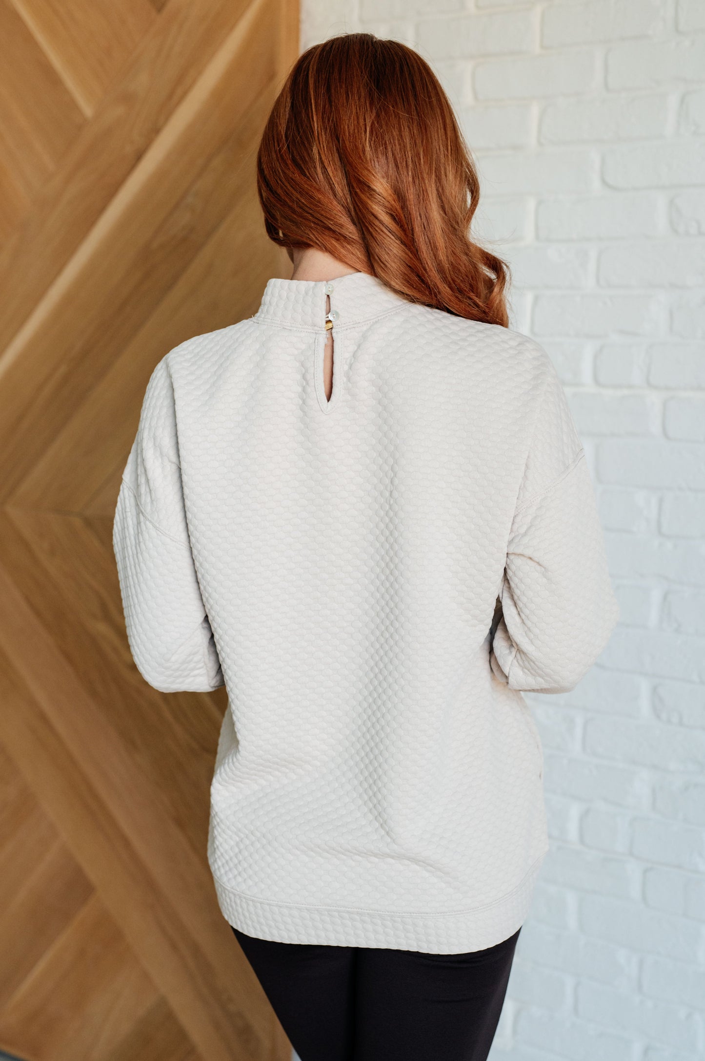 Don't Change Anything Mock Neck Pullover – Textured Knit with Side Seam Pockets & Relaxed Fit