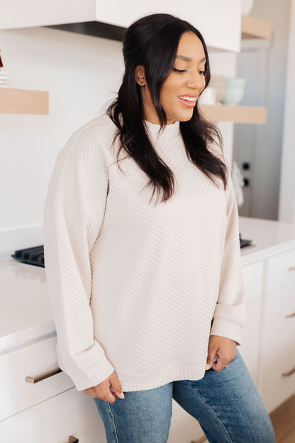 Don't Change Anything Mock Neck Pullover – Textured Knit with Side Seam Pockets & Relaxed Fit