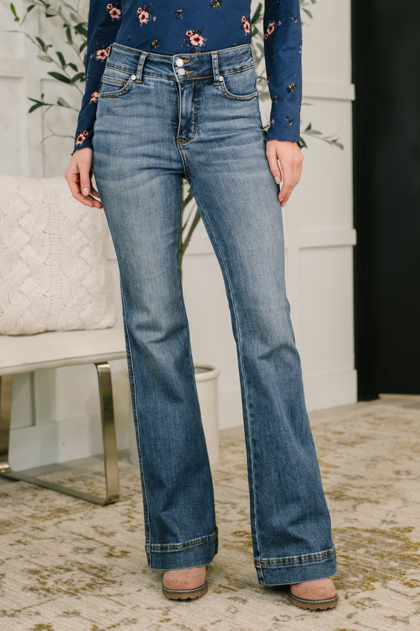 Eva High Waist Flare Tummy Control Double Button WB