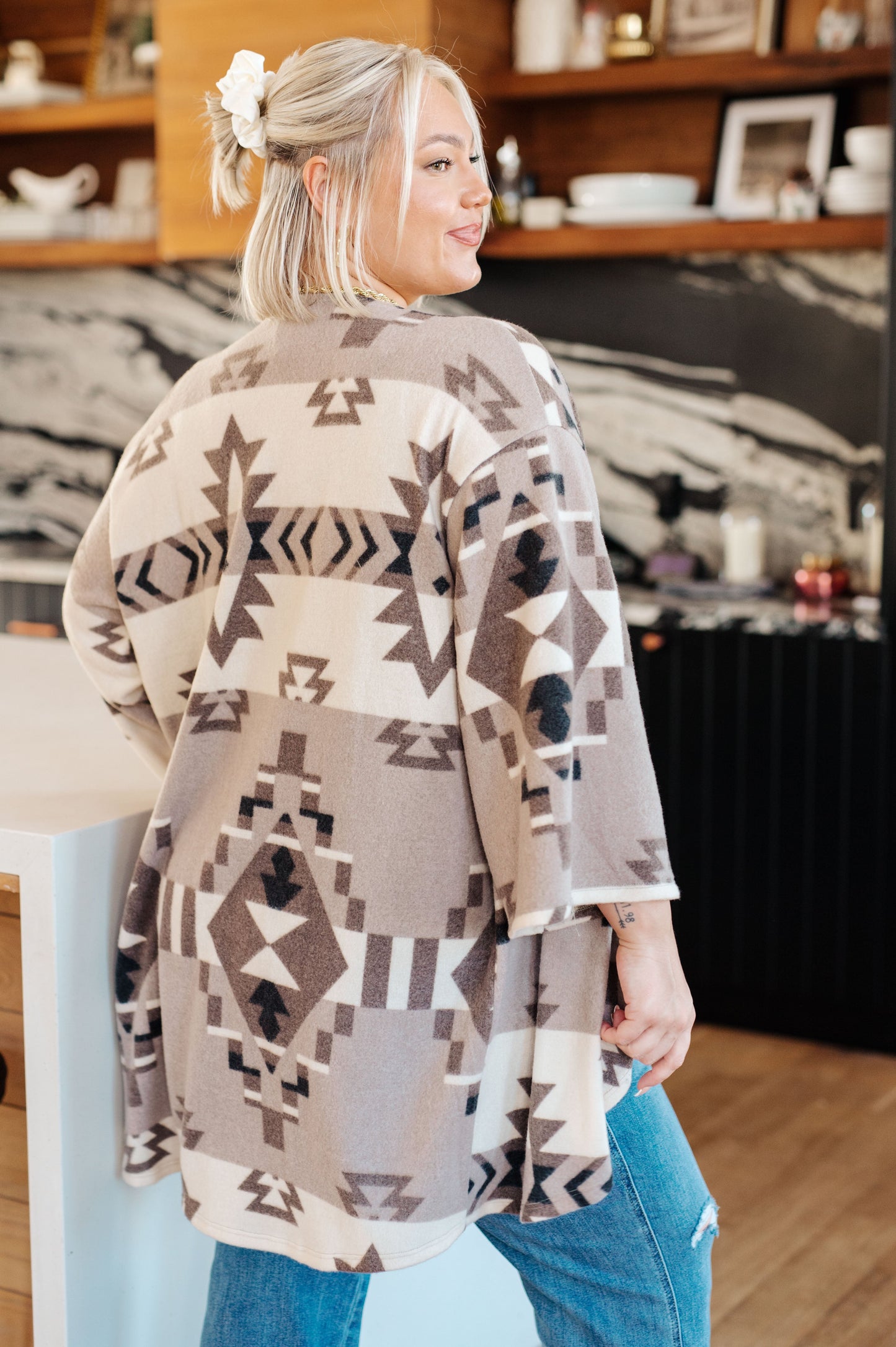 Full of Character Blanket Kimono | Cozy Brushed Hacci Open Front Layer