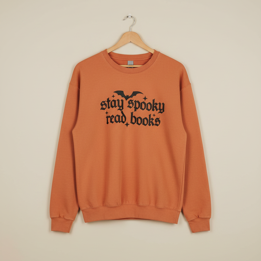 Comfort Colors Stay Spooky Read Books Sweater - Gothic Bookish Autumn Crew
