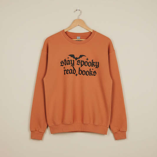 Comfort Colors Stay Spooky Read Books Sweater - Gothic Bookish Autumn Crew