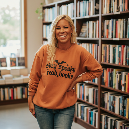 Comfort Colors Stay Spooky Read Books Sweater - Gothic Bookish Autumn Crew