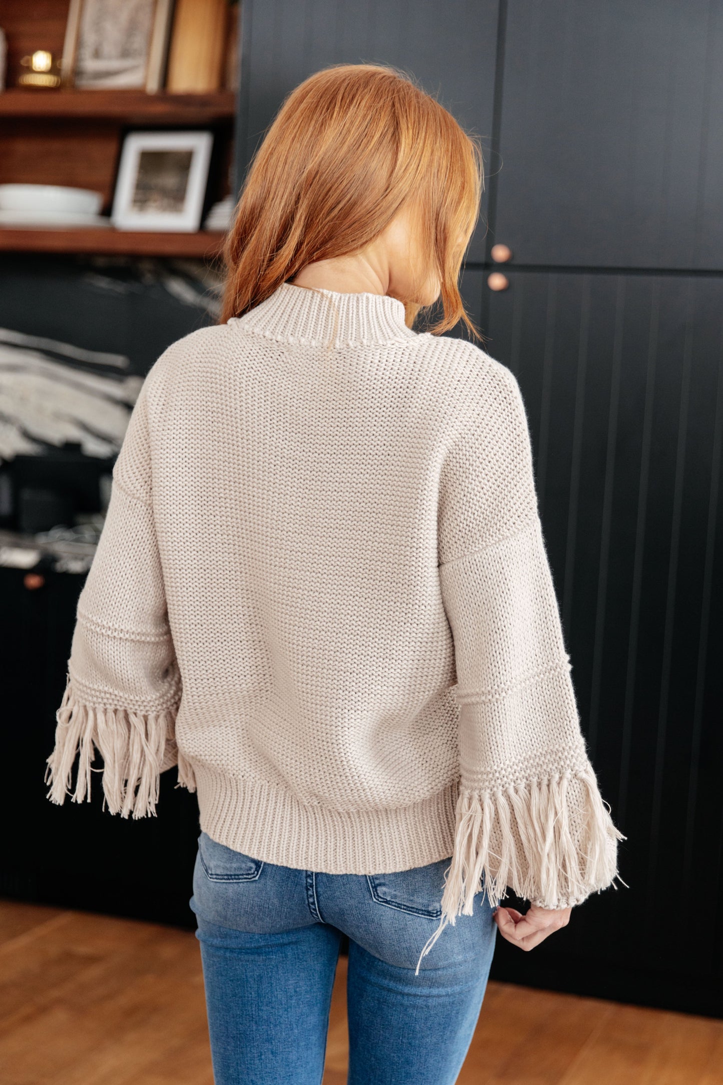 Handle It All Fringe Detail Sweater | Cozy Heavy Knit Balloon Sleeve Sweater