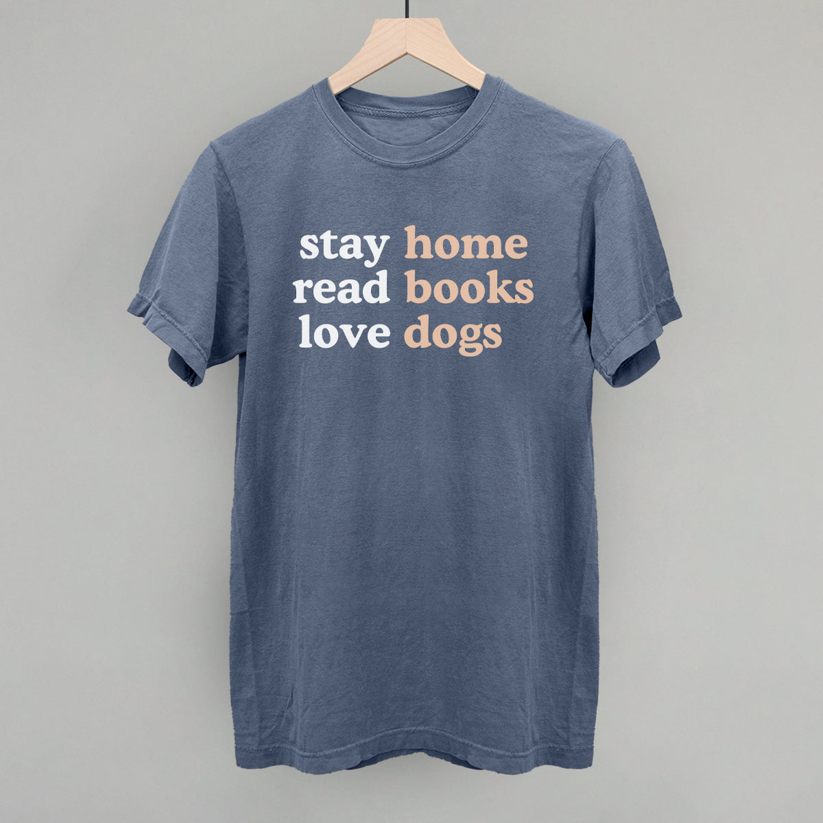 Comfort Colors Stay Home Read Books T-Shirt - Retro Bookish Dog Lover Tee