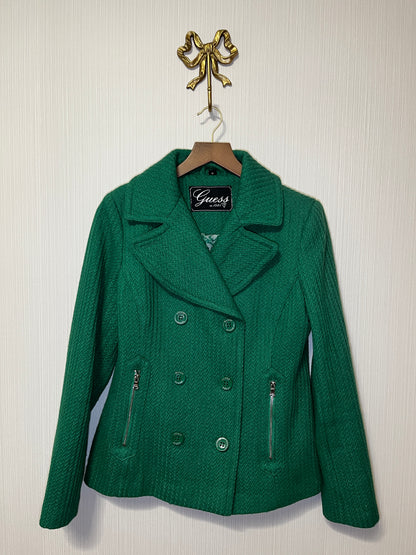 Guess Kelly Green Double-Breasted Wool Peacoat