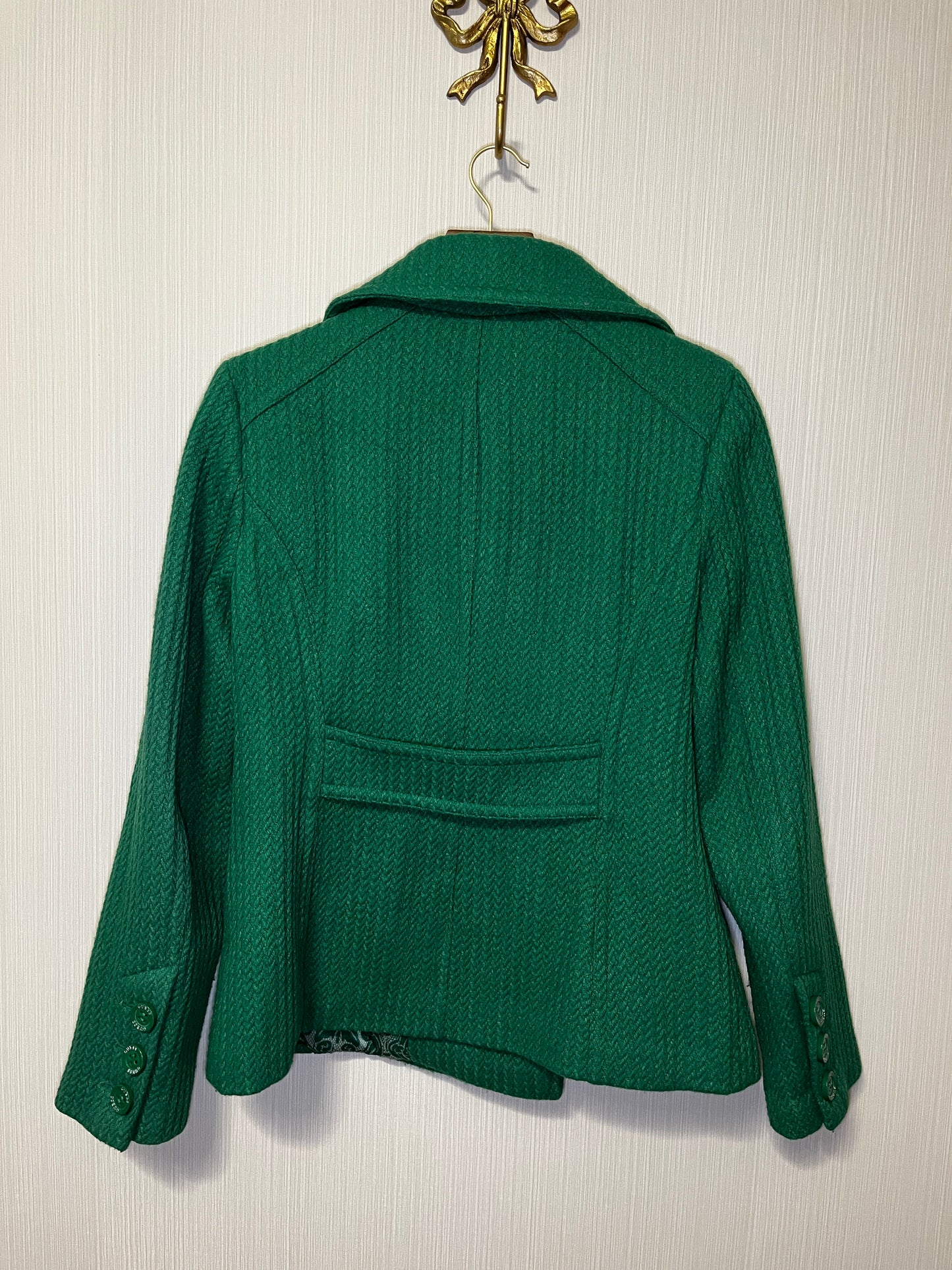Guess Kelly Green Double-Breasted Wool Peacoat