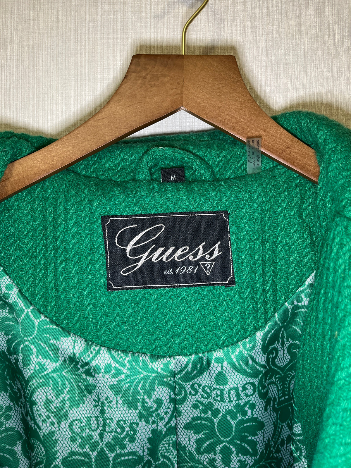 Guess Kelly Green Double-Breasted Wool Peacoat