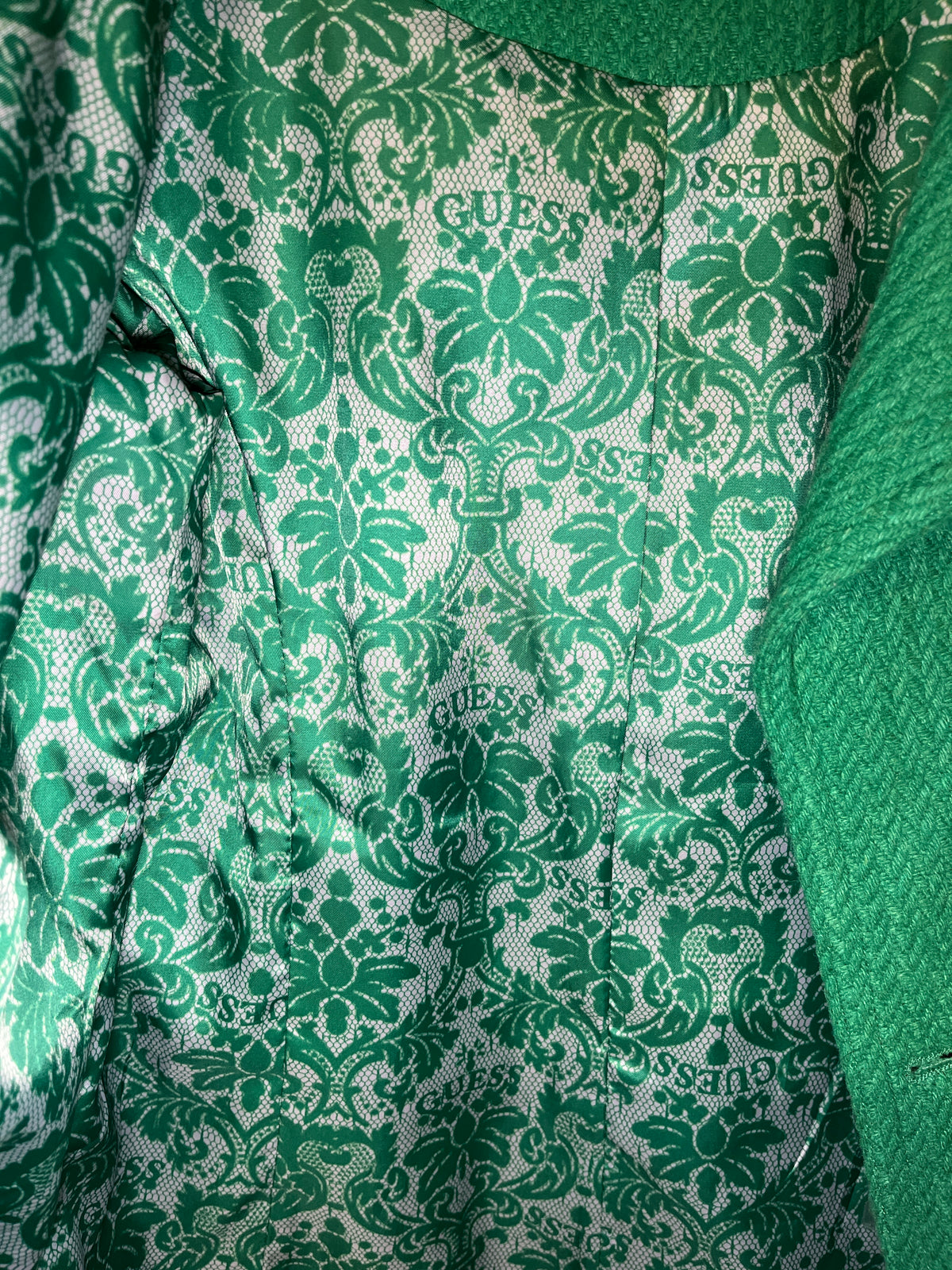 Guess Kelly Green Double-Breasted Wool Peacoat