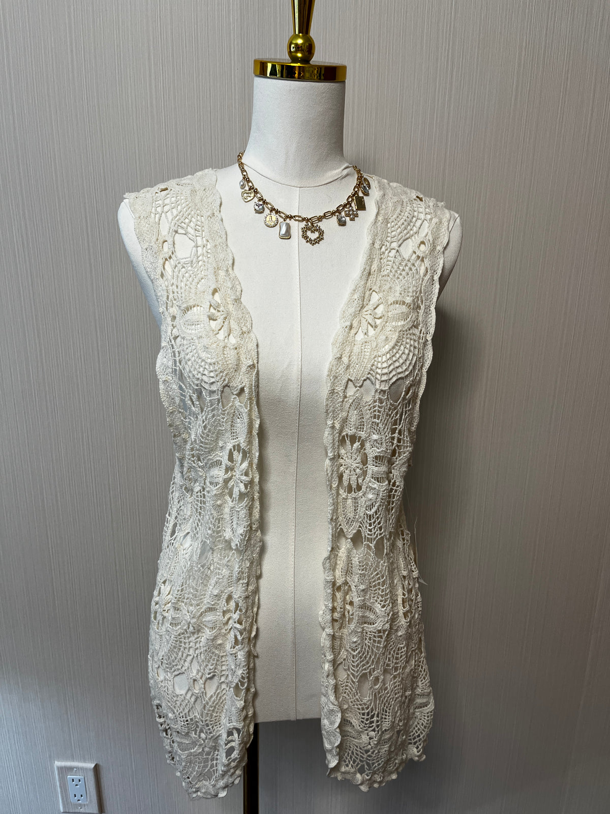 Living Doll LA Lace Crochet Vest NWT