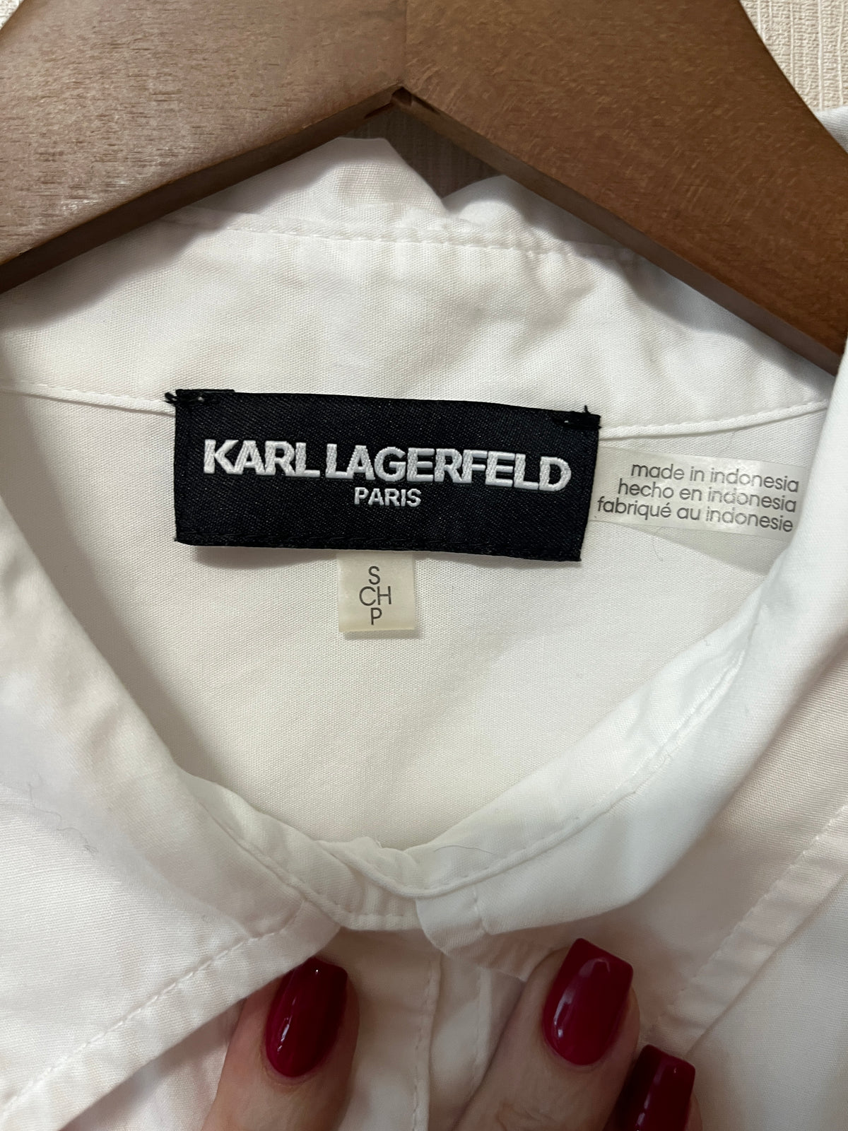 Karl Lagerfeld Patched Doodle Shirt-Small Petite