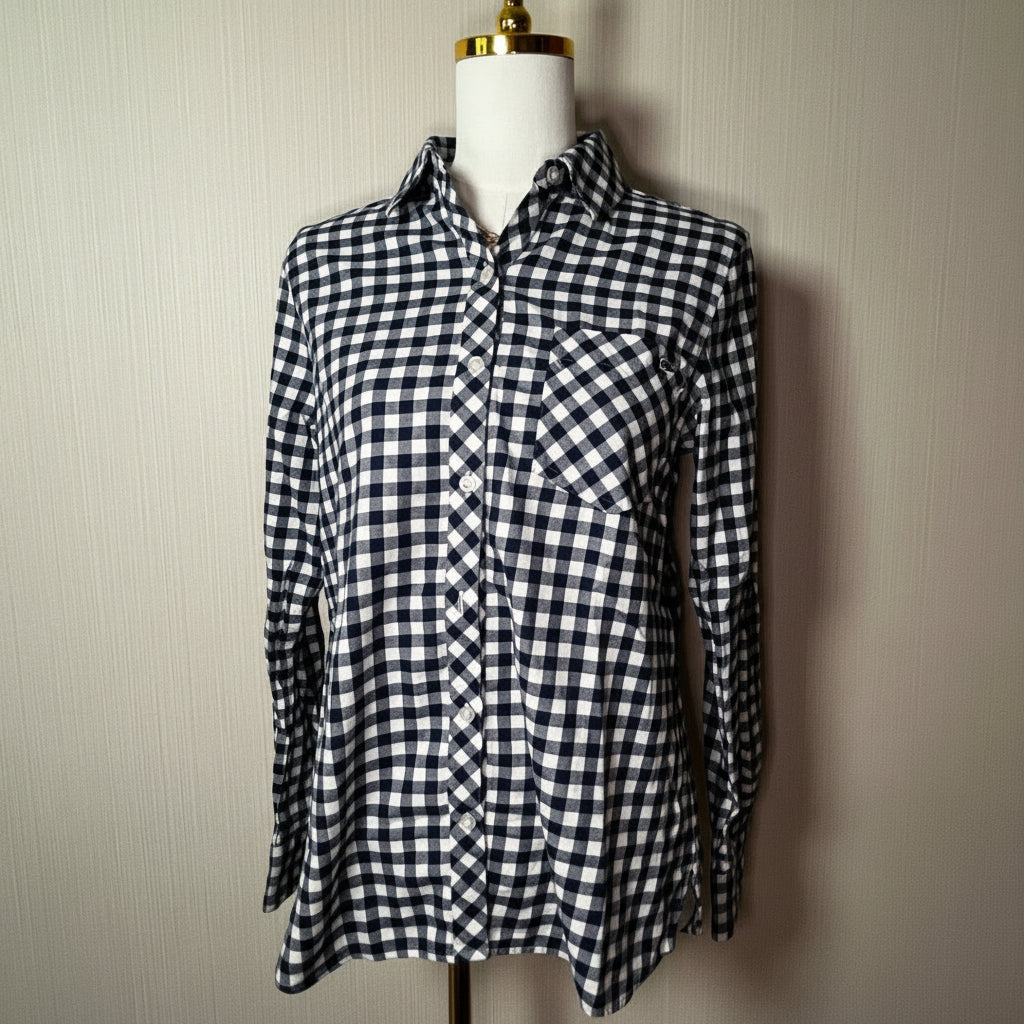 VINEYARD VINES Cotton Tie-Cuff Split-Neck Gingham Flannel