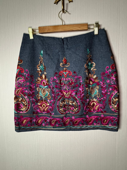 GAP Entro High-Rise Embroidered Floral Denim Mini Skirt