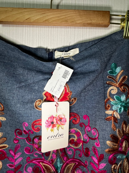 GAP Entro High-Rise Embroidered Floral Denim Mini Skirt