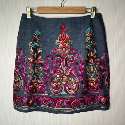 GAP Entro High-Rise Embroidered Floral Denim Mini Skirt