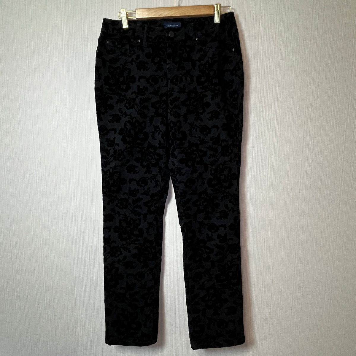 CHARTER CLUB "Lexington Straight" Velvet Damask Burnout Trousers