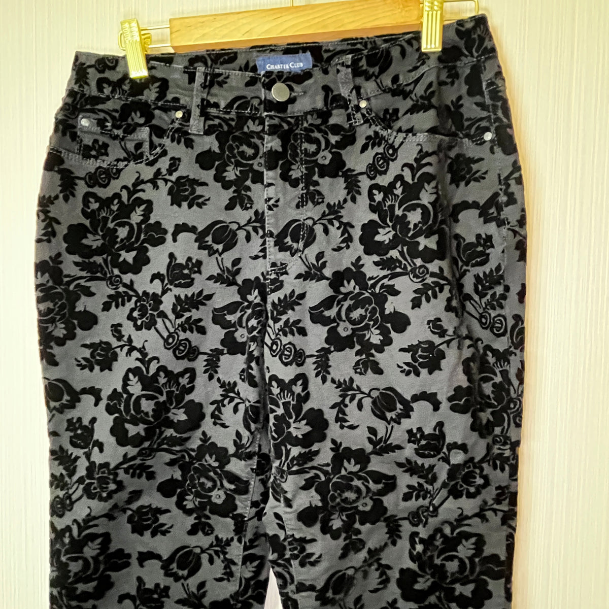 CHARTER CLUB "Lexington Straight" Velvet Damask Burnout Trousers